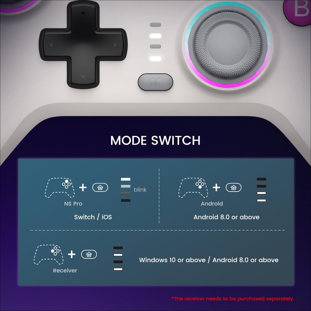 Nova Wireless Switch Controller - Switch/Lite/OLED, Hall Effect Joysticks, RG...