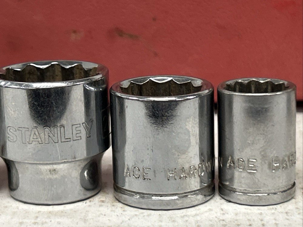 Vintage Ace Hardware Lot Tool Box And Various Socket In Good Working Condition