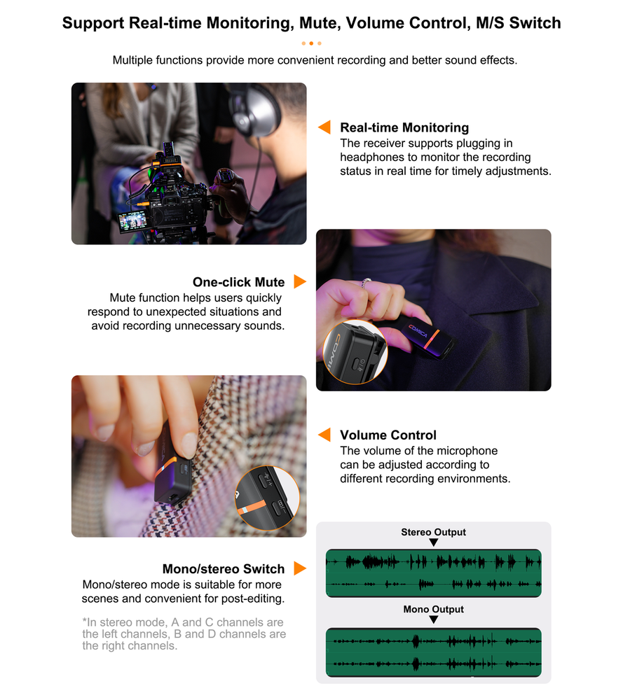 Comica Vimo Q Wireless Lavalier Microphone System w/ 4 Transmitters +1 Receiver