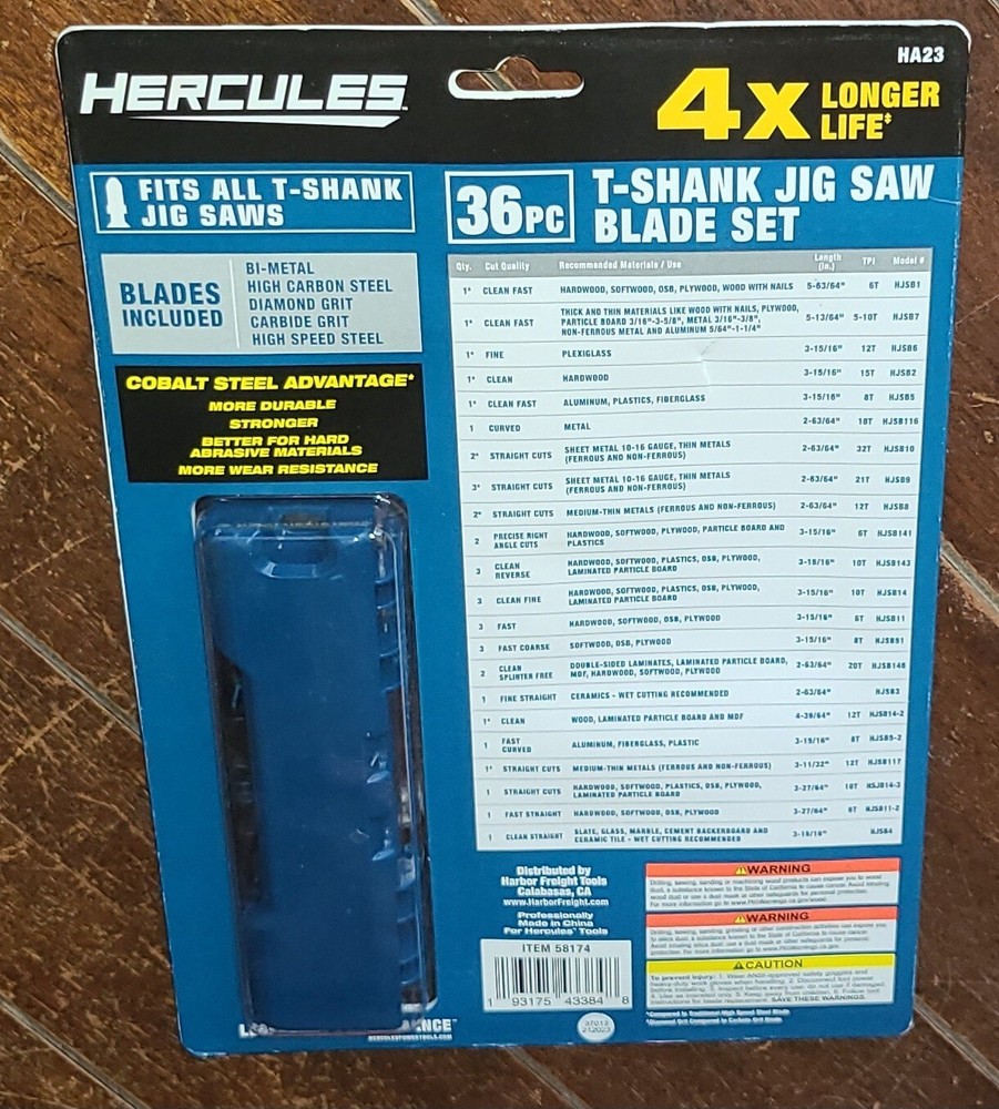 HERCULES 36pc T-Shank Jigsaw Blade Set w/Storage Case ~ Model #58174