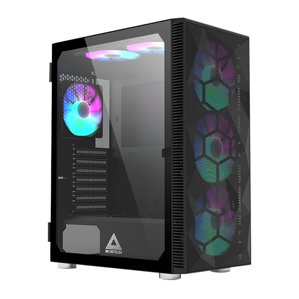 Montech X3 MESH BLACK windowed side panel tempered glass ATX Tower Case