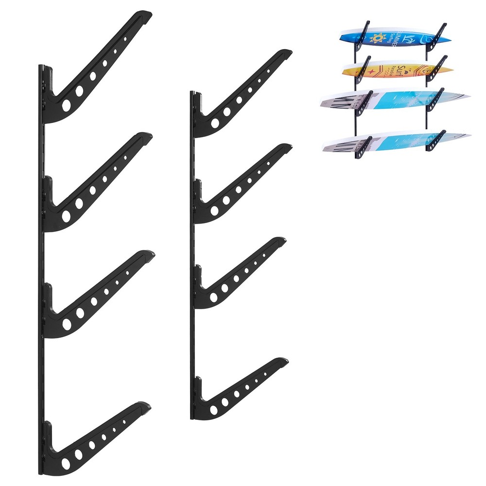 Surfboard Wall Mount 4 Tiers Horizontal Surfboard Rack for Storage Display