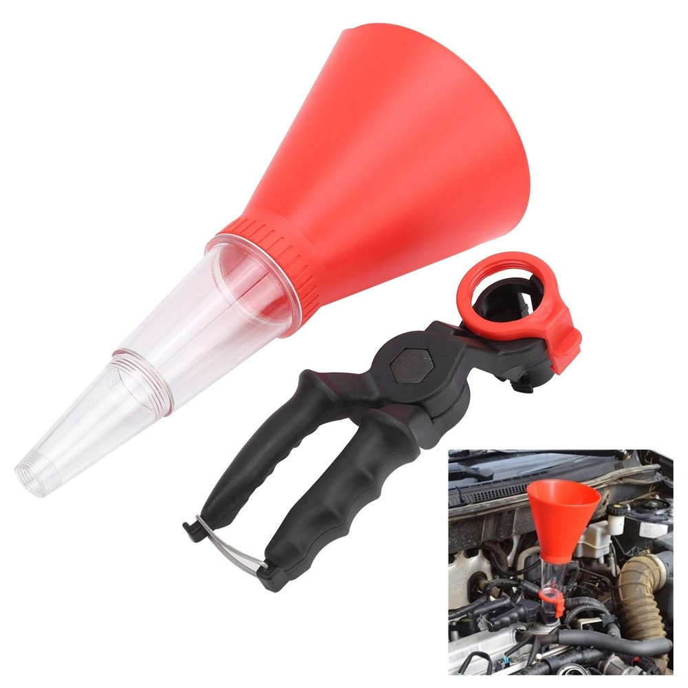 Fast-Clamp Universal Oil Filter, Engine Funnel with Adjustable Fixed Red