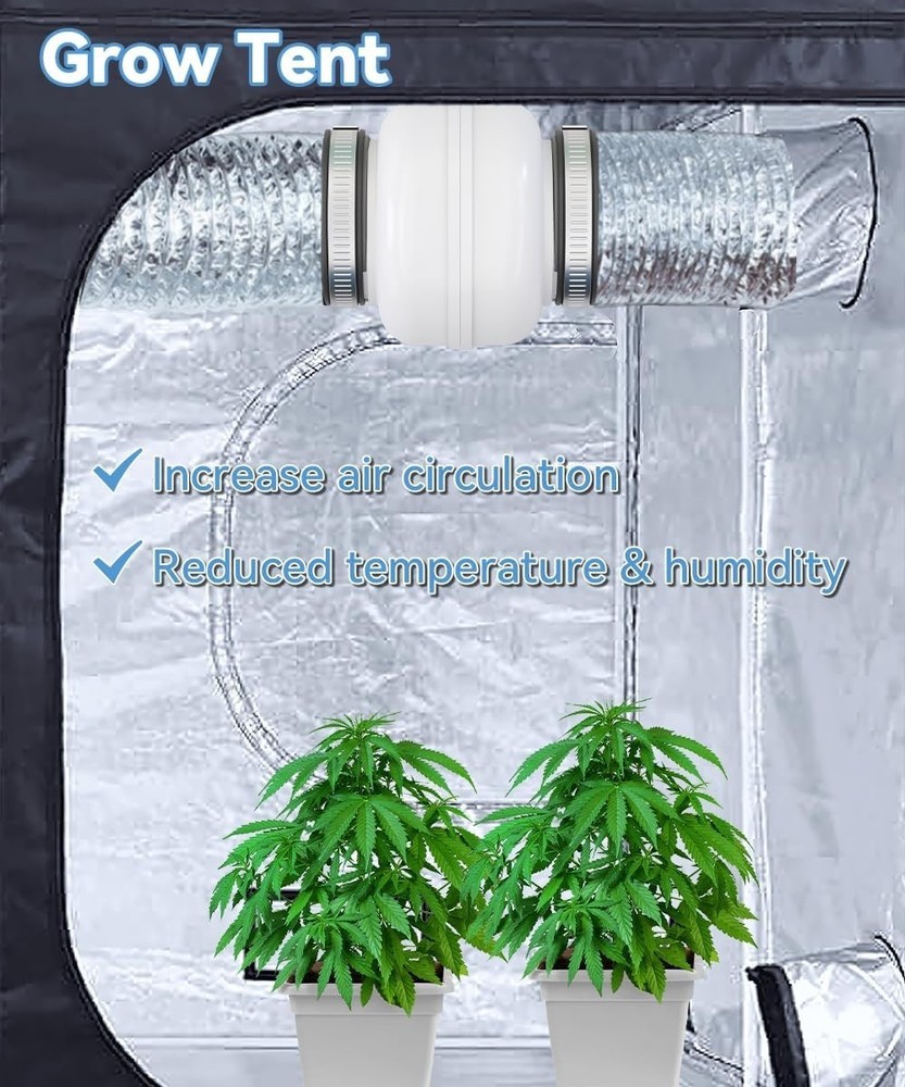 3.5 Inch Inline Duct Ventilation Fan 168 CFM with 2-Speed Controller, White