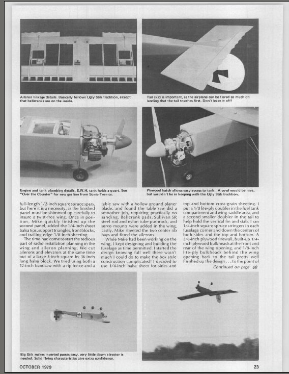 "BIG Stick" 100 inch RC AIrplane Printed Plans