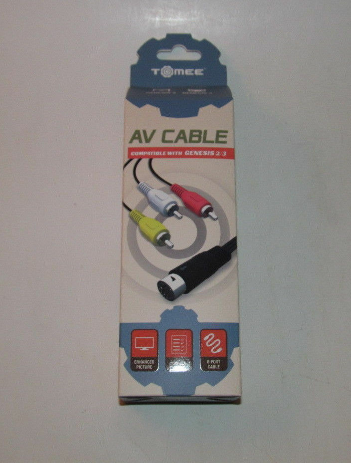 *NEW* Sega Genesis Model 2 Console System AV + AC Cable Power Cord RCA Bundle