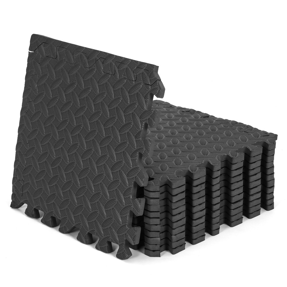 Puzzle Exercise Mat Interlocking Foam Gym Flooring Mat 12 Tile 3/4'' Extra Thick