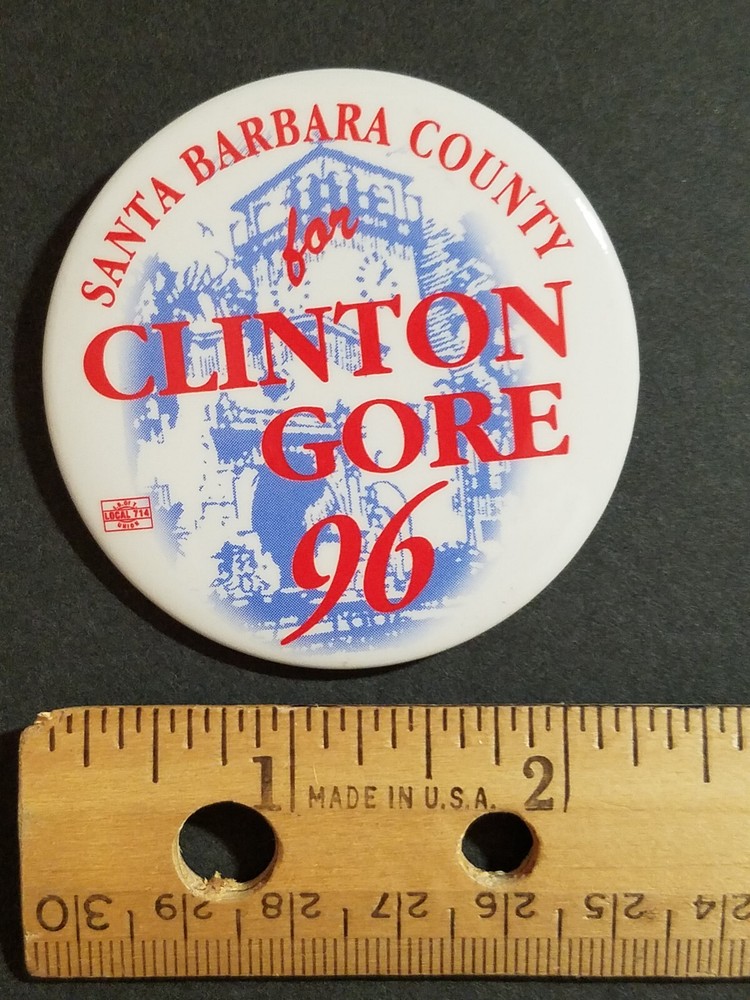Santa Barbara County for Clinton Gore 96 Pinback Button