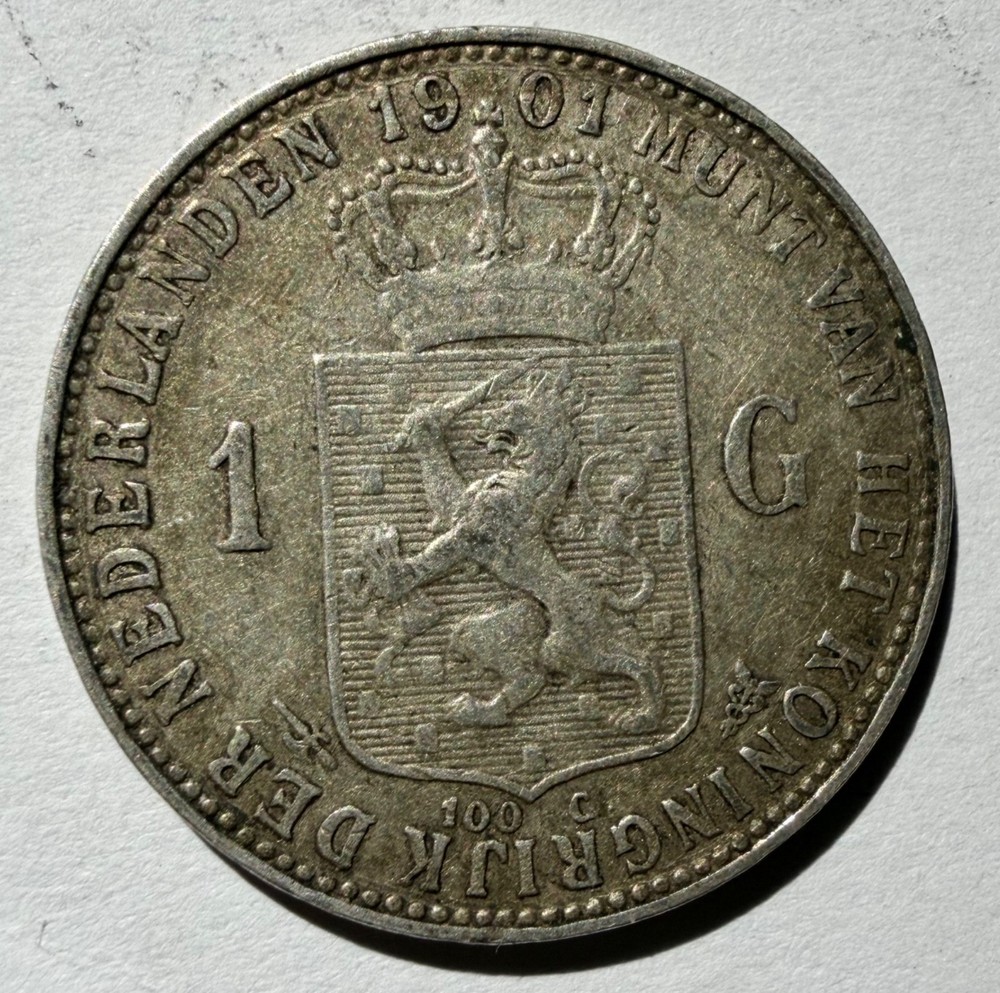 1901 Netherlands 1 gulden coin