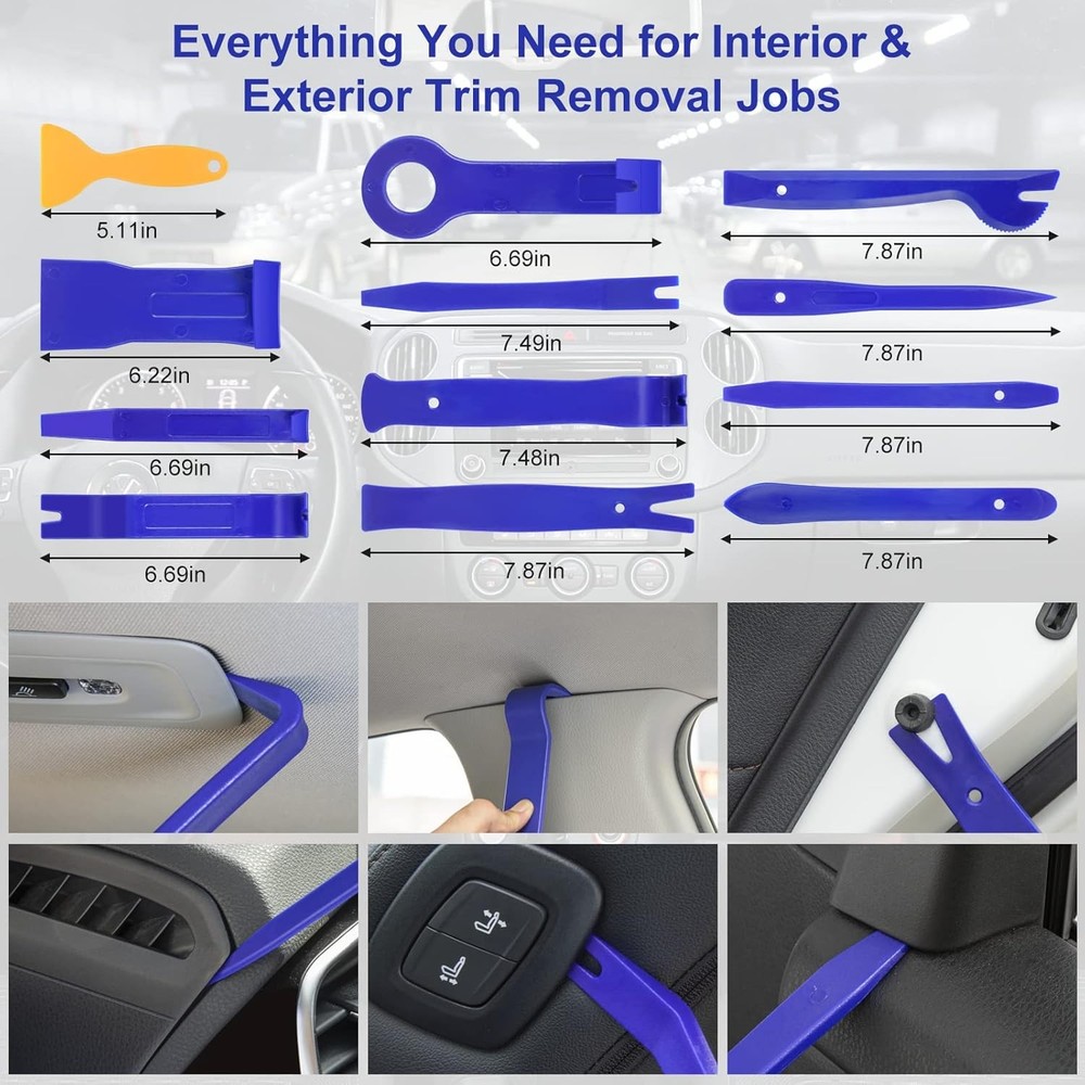 Car trim removal pry tool kit set