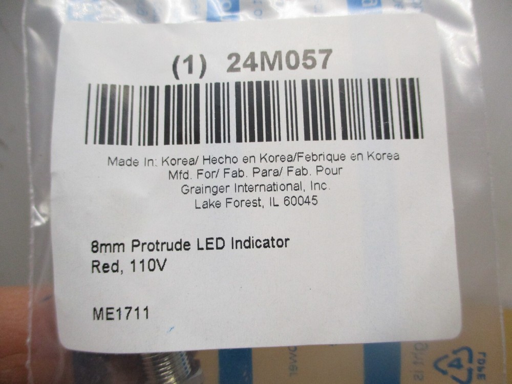 8mm Protrude LED Indicator Red, 110V