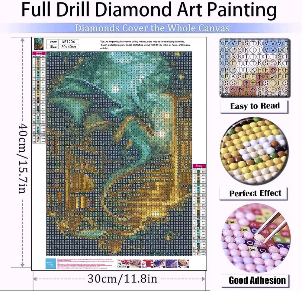 Dragon Diamond Art Kits for Adults, Book Dragon Diamond Painting Kits for Beginn