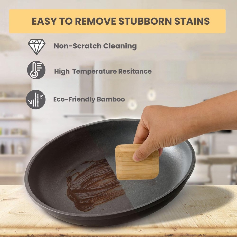 6 Pack Bamboo Pan Scraper Eco Friendly Dish Cleaner