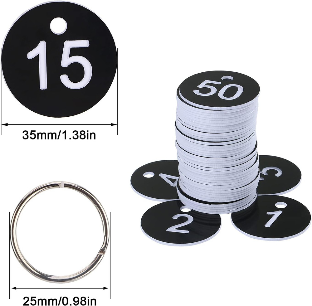 Numbers Tags, Plastic Numbered Tags round Numbered Key Tag Key Chains