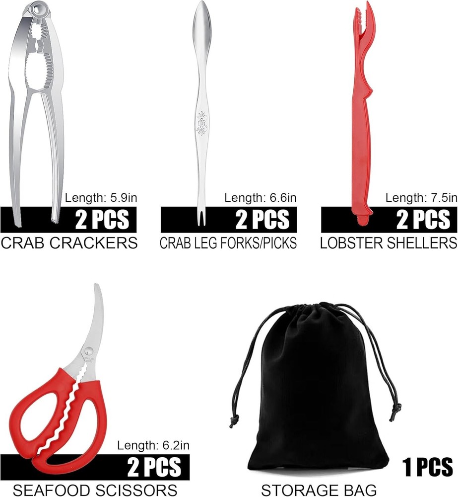 Crab Crackers and Tools, 9Pcs Tools Set for Seafood Boil, Crab Leg Cracker Tool,