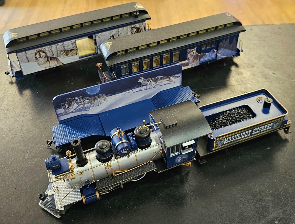 Hawthorne Village John Wayne Train AND Wolf Moonlight Express Train Set