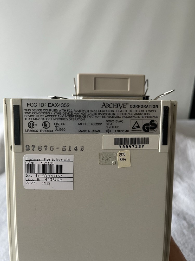 Maynard Electronics 4000DAT External DAT SCSI Tape Drive w/ Data Cables Tested