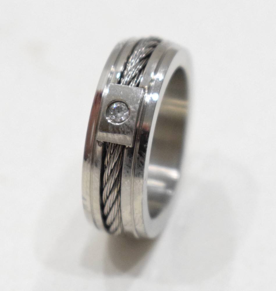 Ring Stainless Steel Rope Crystal Band Ring