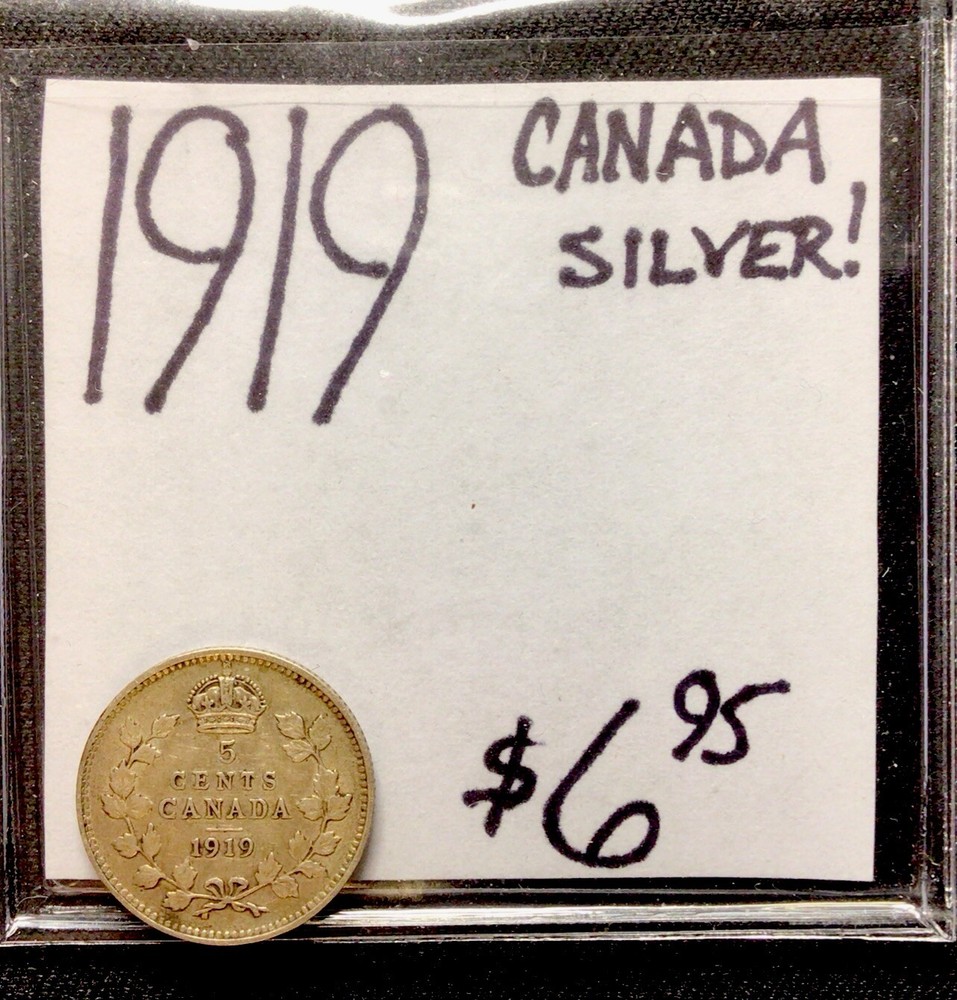 1919 Canada Silver 5 Cents. ENN Coins