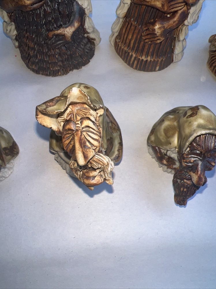 Vintage Gothic Hand Made Clay Chess Pieces No Board