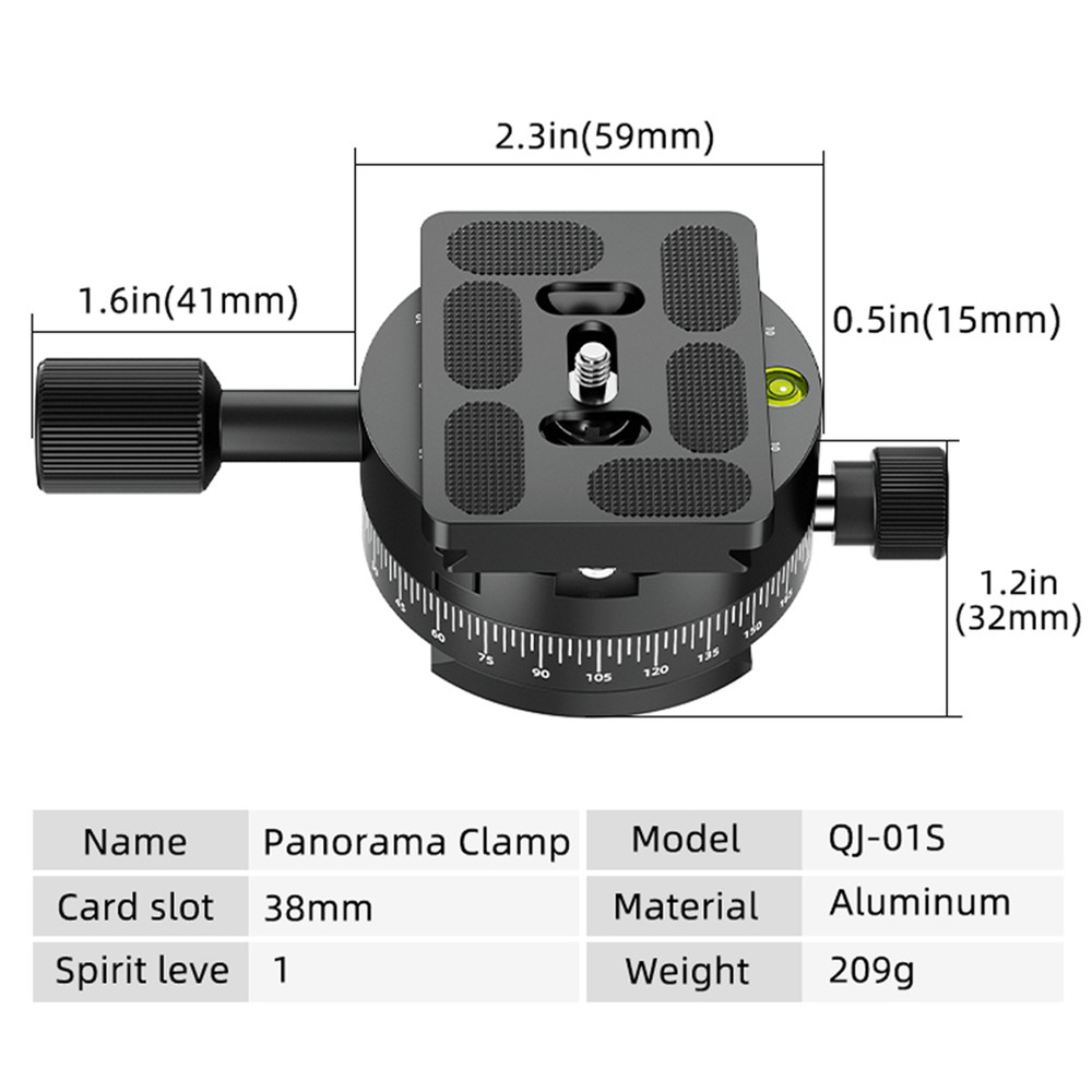360° Panorama Quick Release Plate Clamp with Quick Release Plate for DSLR Camera