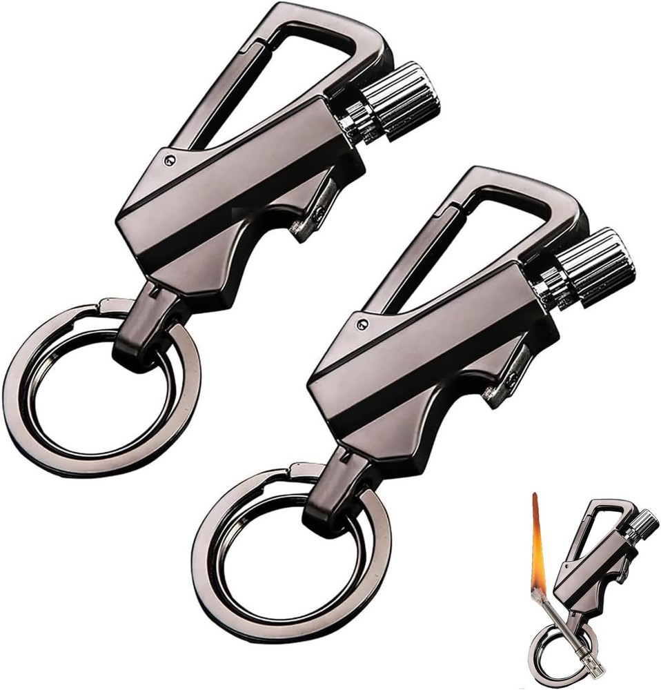 Permanent Match Infinity Lighter, Keychain Lighter with Multitool Black*2