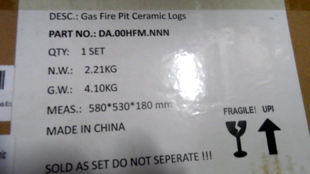 6 Piece Ceramic Logs Set for Gas Fireplace Fire Pit