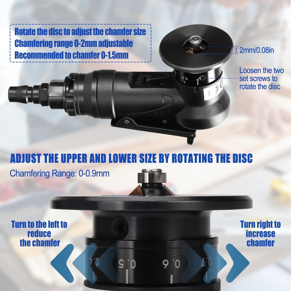 Pneumatic Chamfering Tool Handheld, Mini Air-Powered Chamfering Machine Trimm...