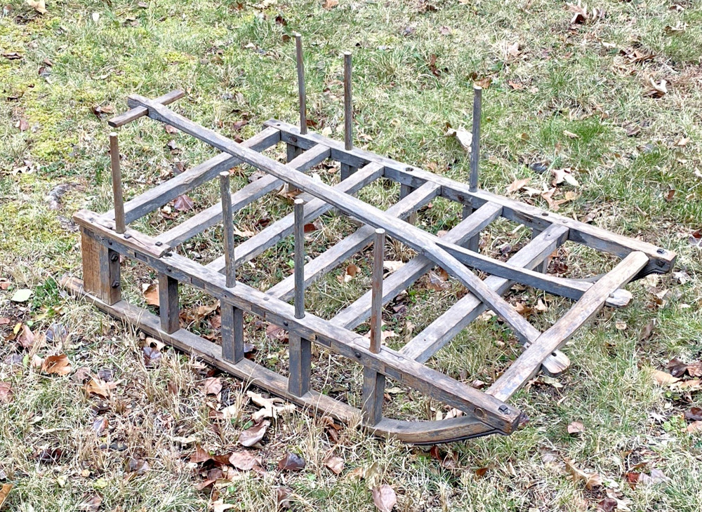 Antique Primitive Country Painted Sled W/Handle