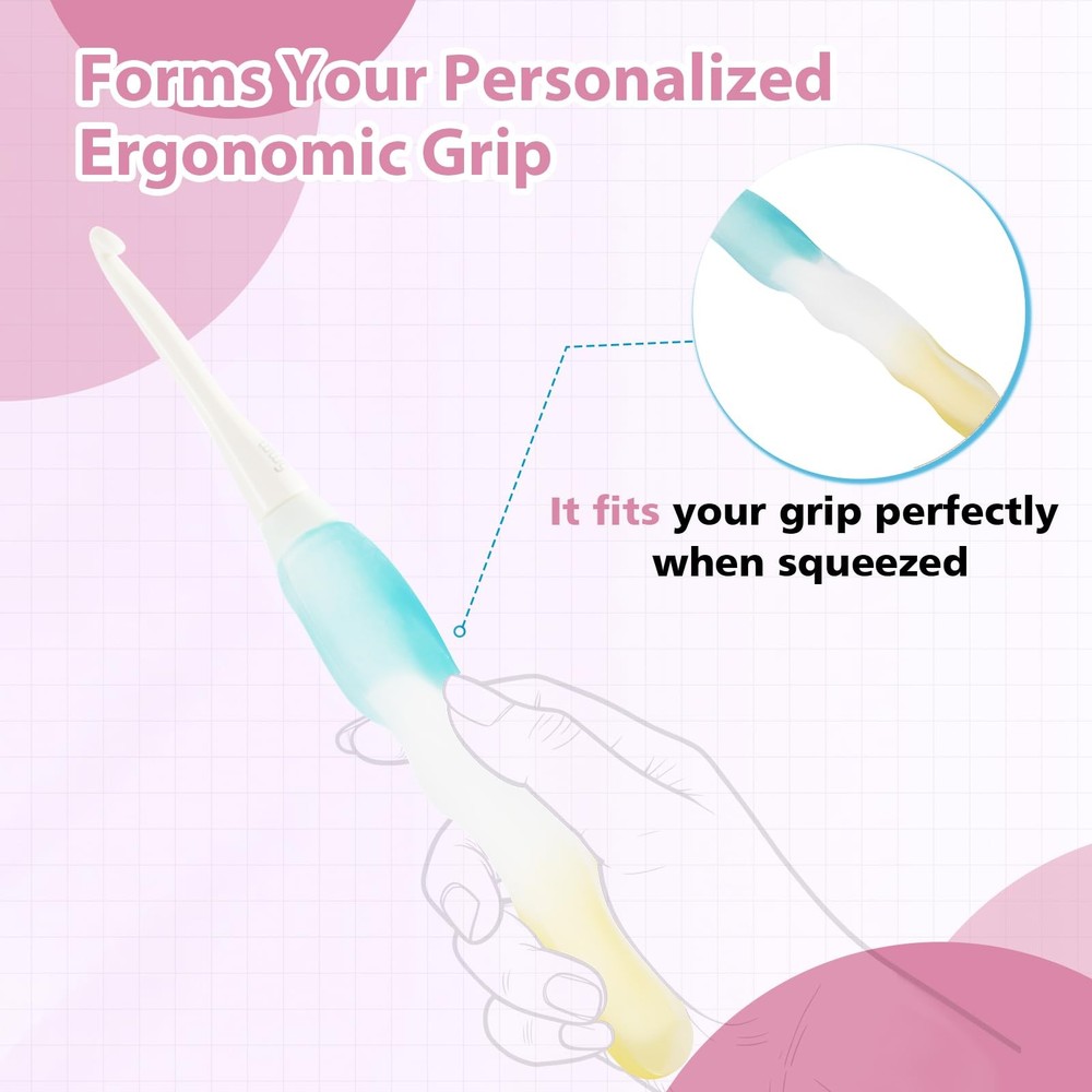 10 Size Interchangeable Crochet Hook Set 15 PCS Ergonomic Jelly-Grip Handle