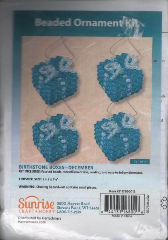 NIP!!! BEADED ORNAMENT KIT BIRTHSTONE BOXES--DECEMBER MAKES 4