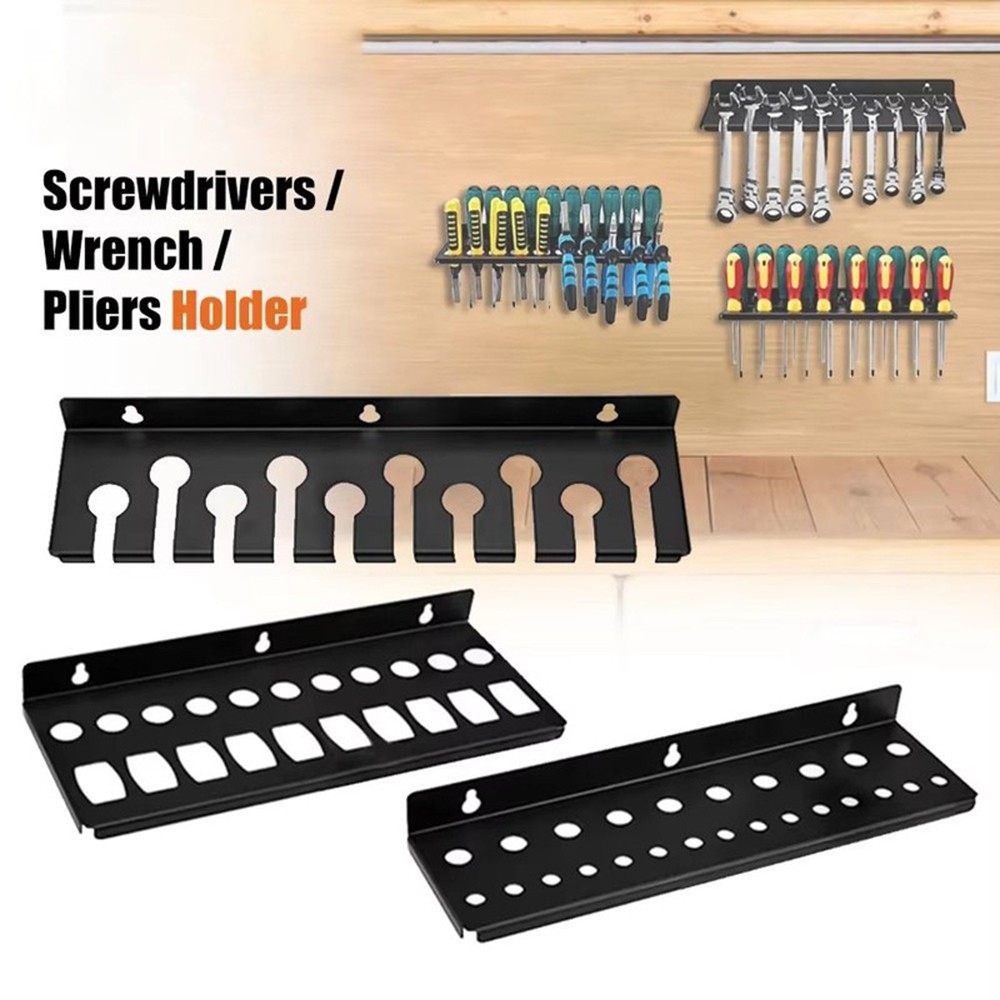 Utility Tool Organizer Wall Mount Rack Steel Construction Durable Hardware