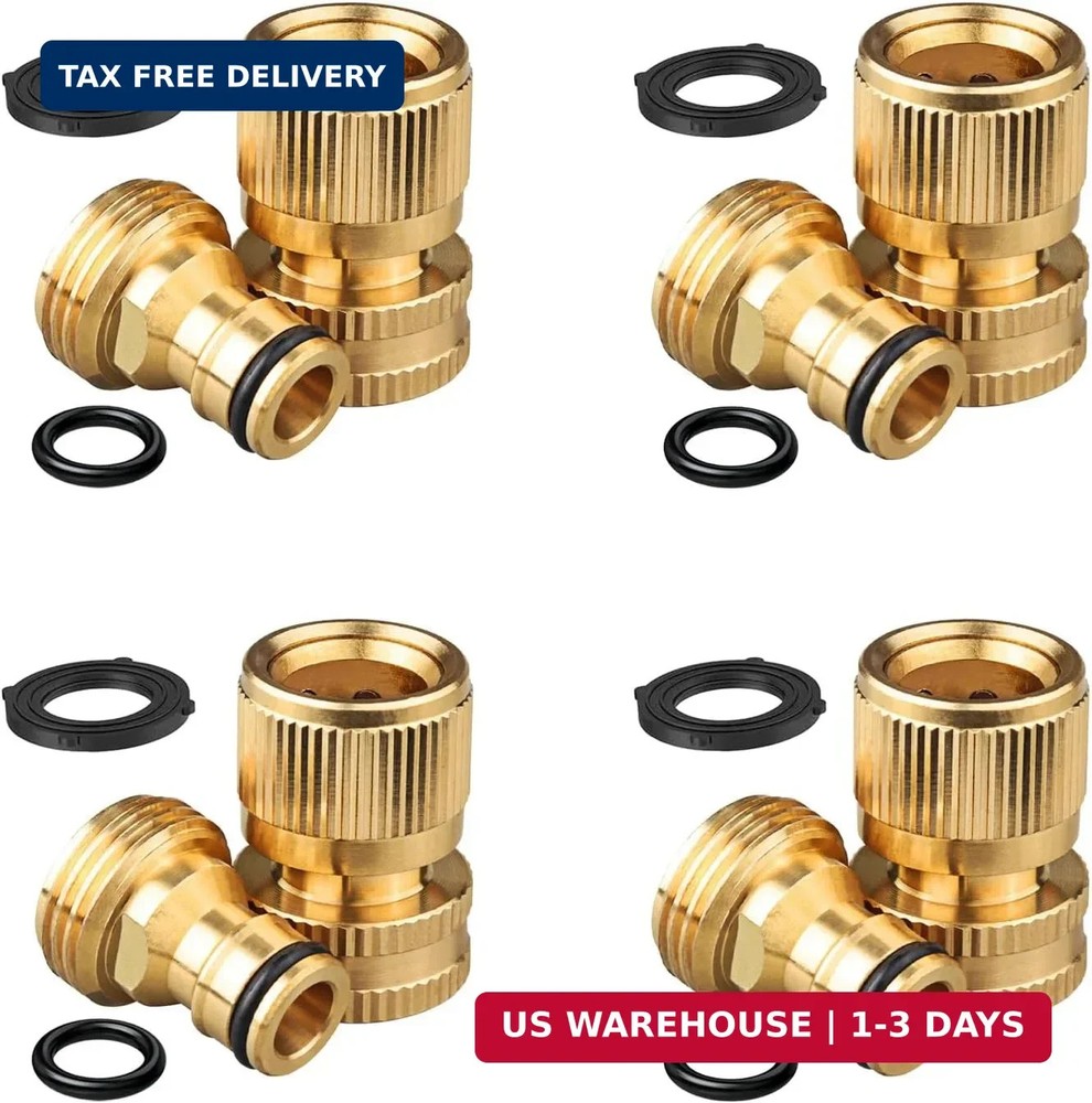 Garden Hose Quick Connector, Solid Brass Standard 3/4 inch GHT Threaded Coupling