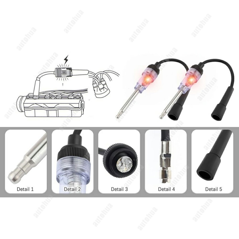Spark Plug Tester w/ Indicator Lights Universal Ignition Coil Tester Tools 1Pcs