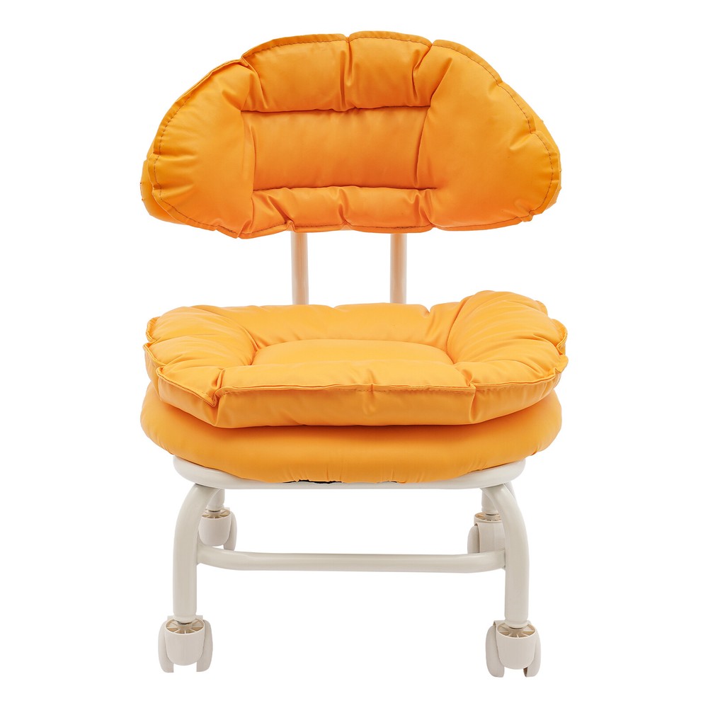 Orange Rolling Stool with Back Rest Heavy Duty Rolling Stool Roller Chair