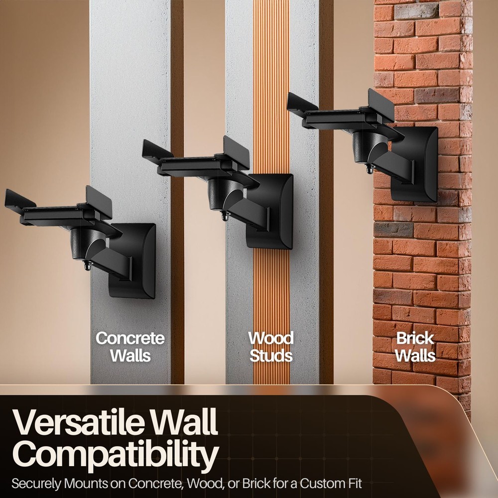 Bookshelf Speaker Wall Mount Adjustable - 2 Pack Speaker mounts Up to 55 lbs