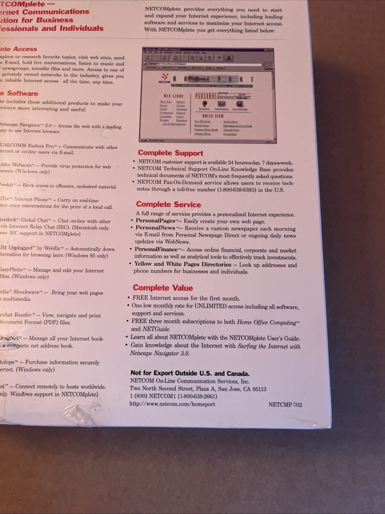 NetComplete Complete Internet Kit 1996 Windows & Macintosh CD w instructions NEW
