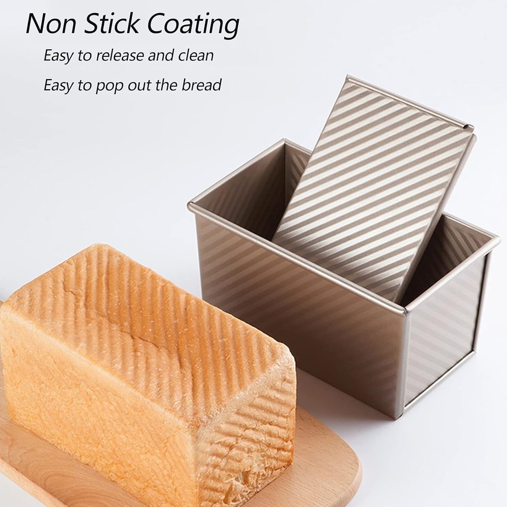 Pullman Loaf Pan Non-Stick Steel 1Lb Capacity Rectangular Bread Pan