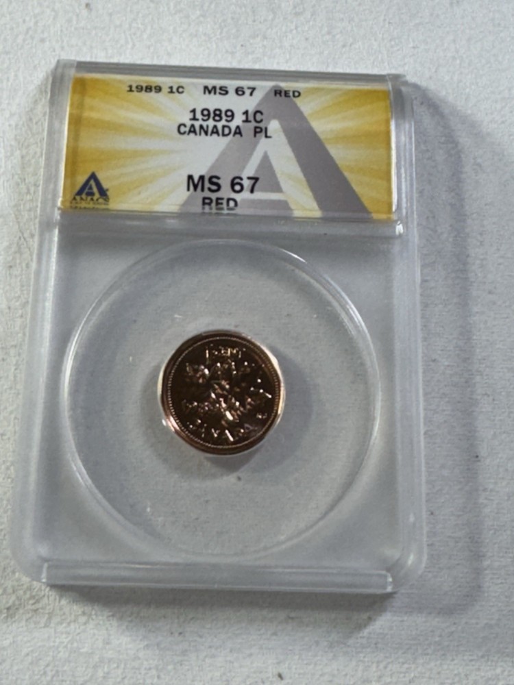 1989 Canada 1 Cent Proof Like Graded MS 67 RD by ANACS