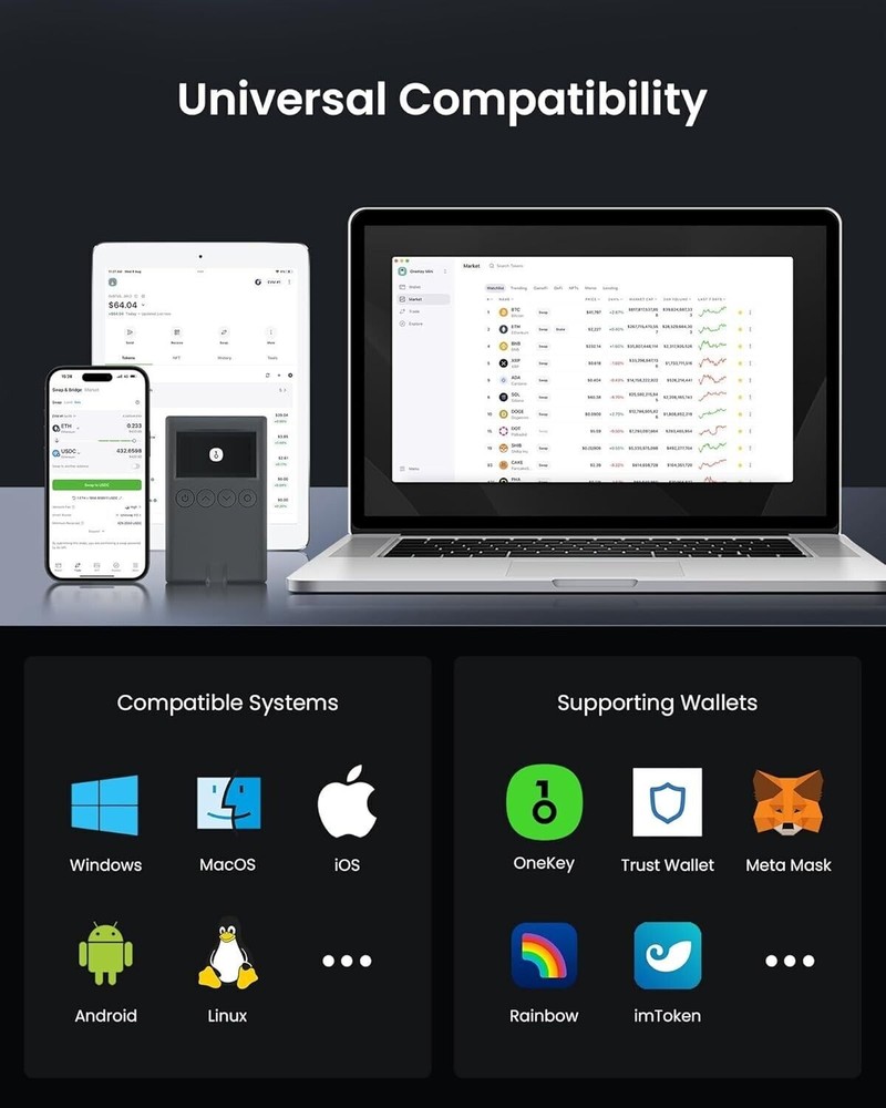 OneKey Classic 1S Crypto Hardware Wallet - Bluetooth Support - Encrypted
