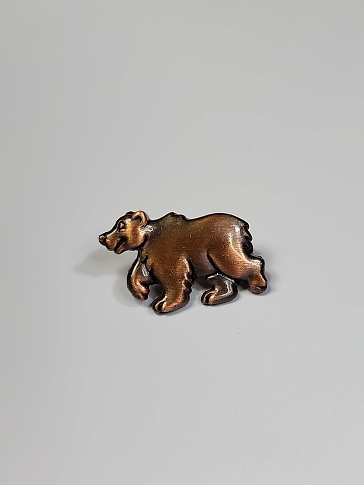Bear Walking Lapel Pin Cooper Color Metal