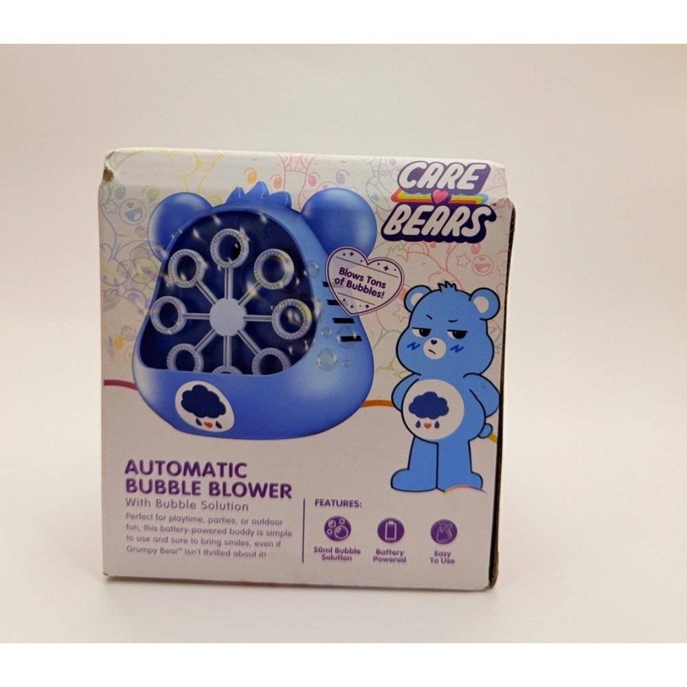 Care Bears Grumpy Bear Automatic Bubble Blower Blue Machine with Solution NEW