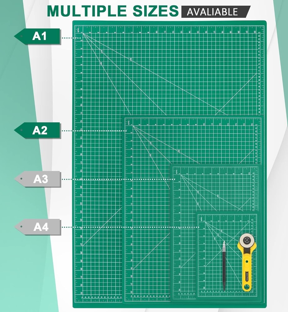 Lightweight Green 9"x12" Cutting Mat with Buffer for Seamless Cutting