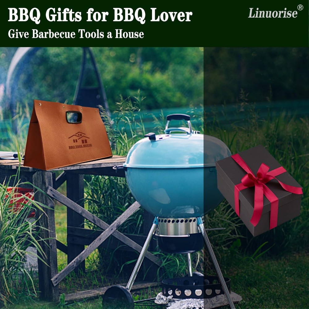 Linuorise Grill Accessory Storage Bag, BBQ Tools Storage, Brown