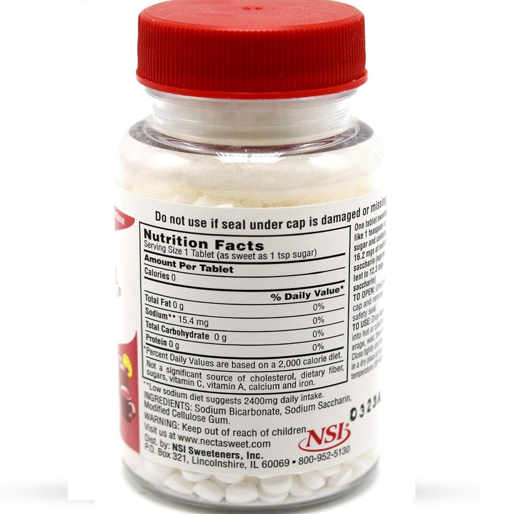 Saccharin Tablets, 1-Grain, 1000 Tablet Bottle