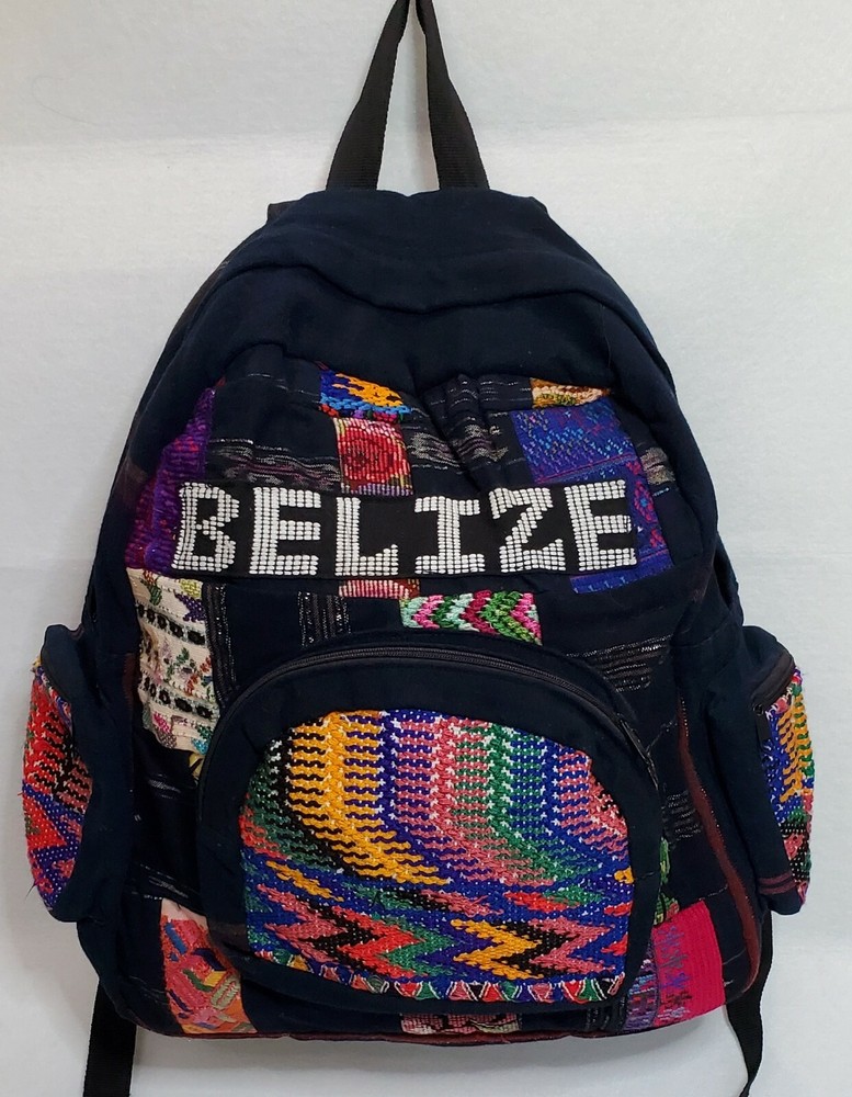 Embroidered Backpack Belize Multi-Colored Stitched Hand Crafted