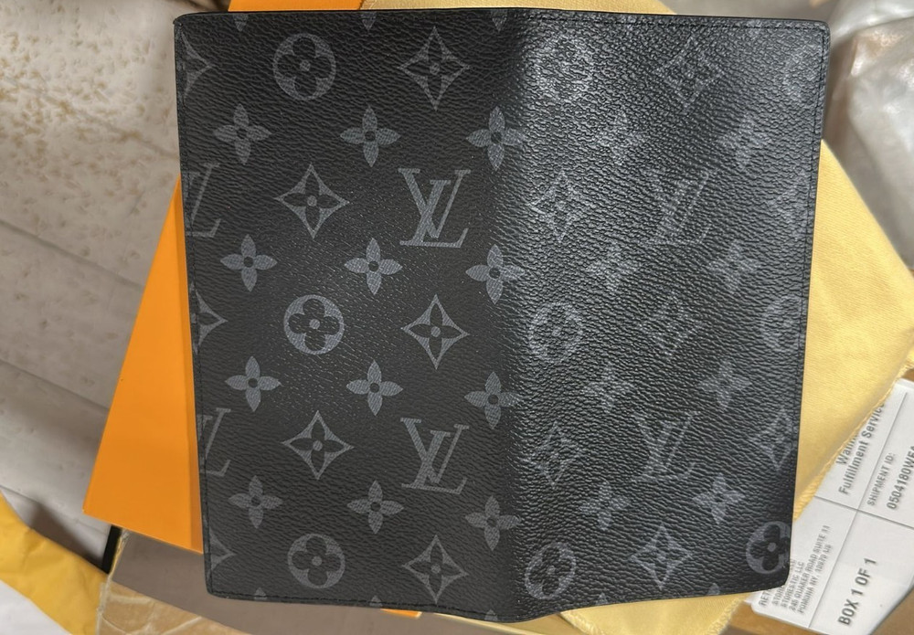 Louis Vuitton Monogram Eclipse Brazza Canvas Long Black Compact Wallet W/Box