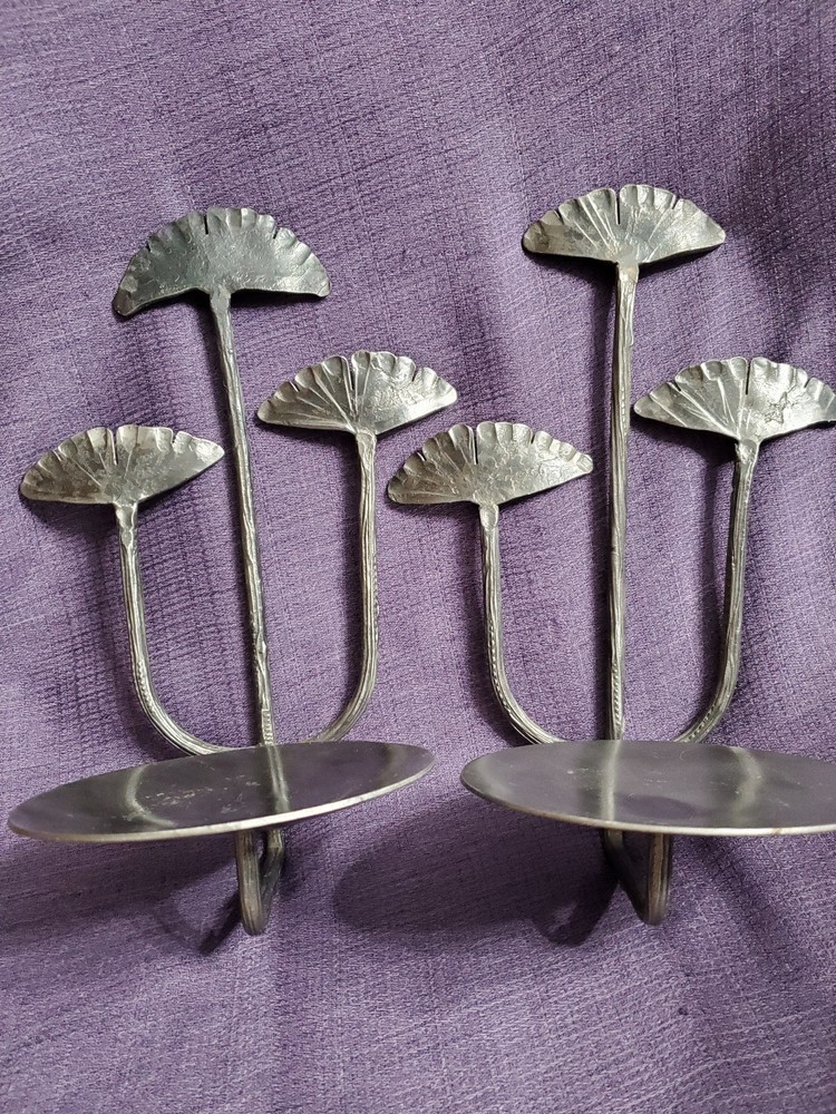Two Gingko Leaf Design Sconces