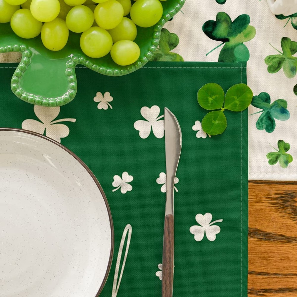 Artoid Mode Green Lucky Shamrock St. 12" x 18", Rectangular 4 Pcs,