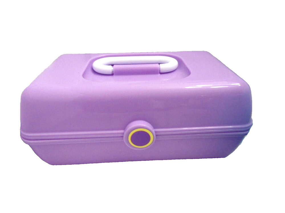 2 (TWO) Plastic accessory cases with carrying handle TURQUOISE / LAVENDER
